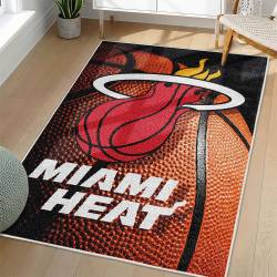 NBA Miami Heat Rectangle Rug Personalized Non-Slip Carpet Gift For Basketball Fans MH156