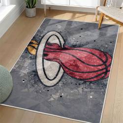 NBA Miami Heat Rectangle Rug Personalized Non-Slip Carpet Gift For Basketball Fans MH174