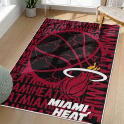 NBA Miami Heat Rectangle Rug Personalized Non-Slip Carpet Gift For Basketball Fans MH178