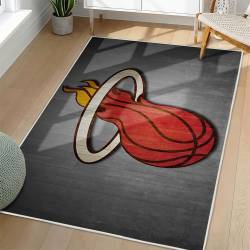 NBA Miami Heat Rectangle Rug Personalized Non-Slip Carpet Gift For Basketball Fans MH195