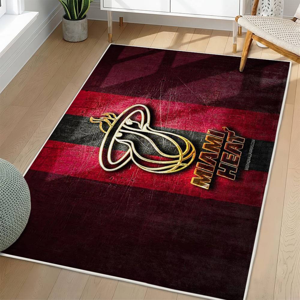 NBA Miami Heat Rectangle Rug Personalized Non-Slip Carpet Gift For Basketball Fans MH200