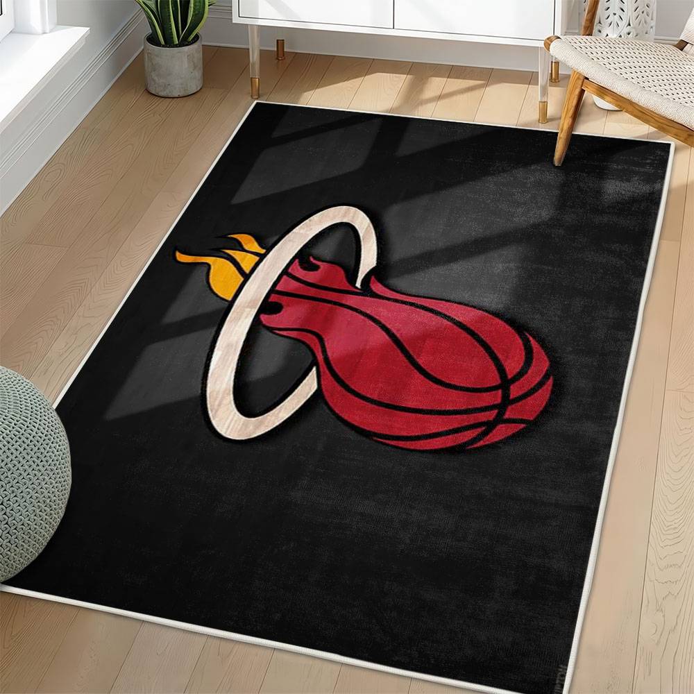 NBA Miami Heat Rectangle Rug Personalized Non-Slip Carpet Gift For Basketball Fans MH205