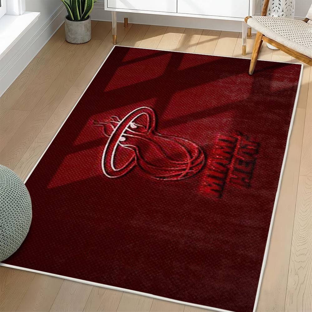 NBA Miami Heat Rectangle Rug Personalized Non-Slip Carpet Gift For Basketball Fans MH206