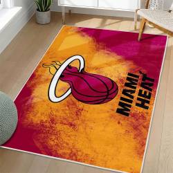 NBA Miami Heat Rectangle Rug Personalized Non-Slip Carpet Gift For Basketball Fans MH208
