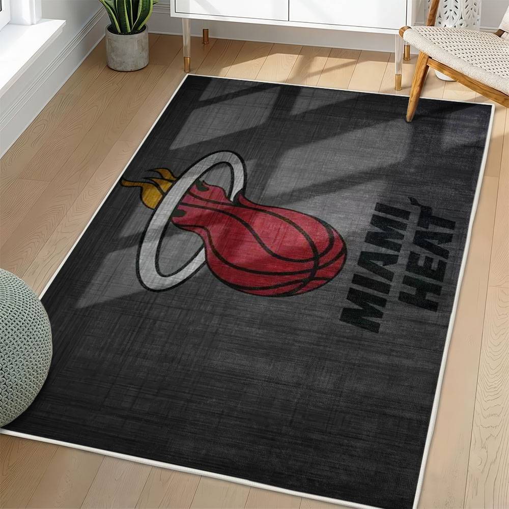 NBA Miami Heat Rectangle Rug Personalized Non-Slip Carpet Gift For Basketball Fans MH217