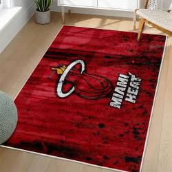 NBA Miami Heat Rectangle Rug Personalized Non-Slip Carpet Gift For Basketball Fans MH99