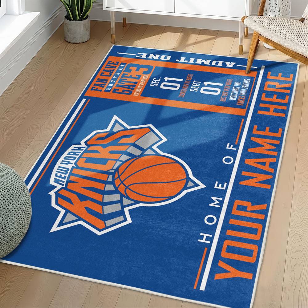 NBA New York Knicks Rectangle Rug Personalized Non-Slip Carpet Gift For Basketball Fans NYK100