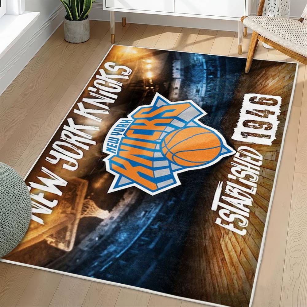 NBA New York Knicks Rectangle Rug Personalized Non-Slip Carpet Gift For Basketball Fans NYK143