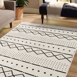 Neutral Boho Aztec Line Area Rug Pattern LUX61