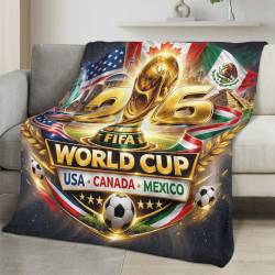 Personalized 2026 World Cup Fleece Blanket Soft Plush Soccer Fan Gift WC2610