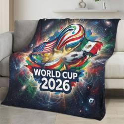 Personalized 2026 World Cup Fleece Blanket Soft Plush Soccer Fan Gift WC2611