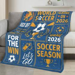 Personalized 2026 World Cup Fleece Blanket Soft Plush Soccer Fan Gift WC2614