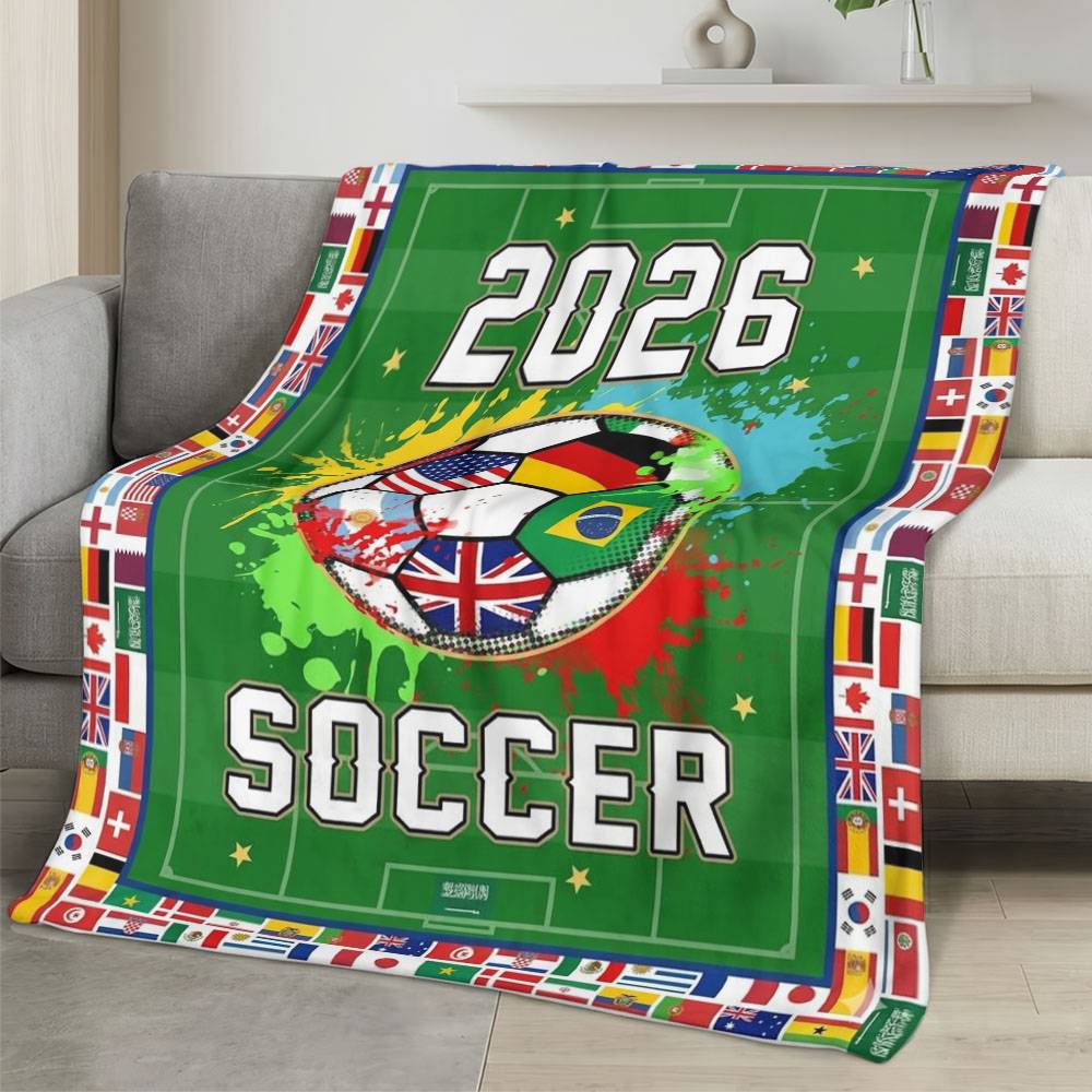 Personalized 2026 World Cup Fleece Blanket Soft Plush Soccer Fan Gift WC2616
