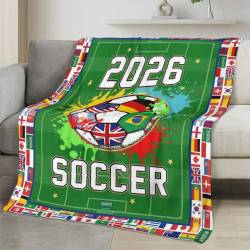 Personalized 2026 World Cup Fleece Blanket Soft Plush Soccer Fan Gift WC2616