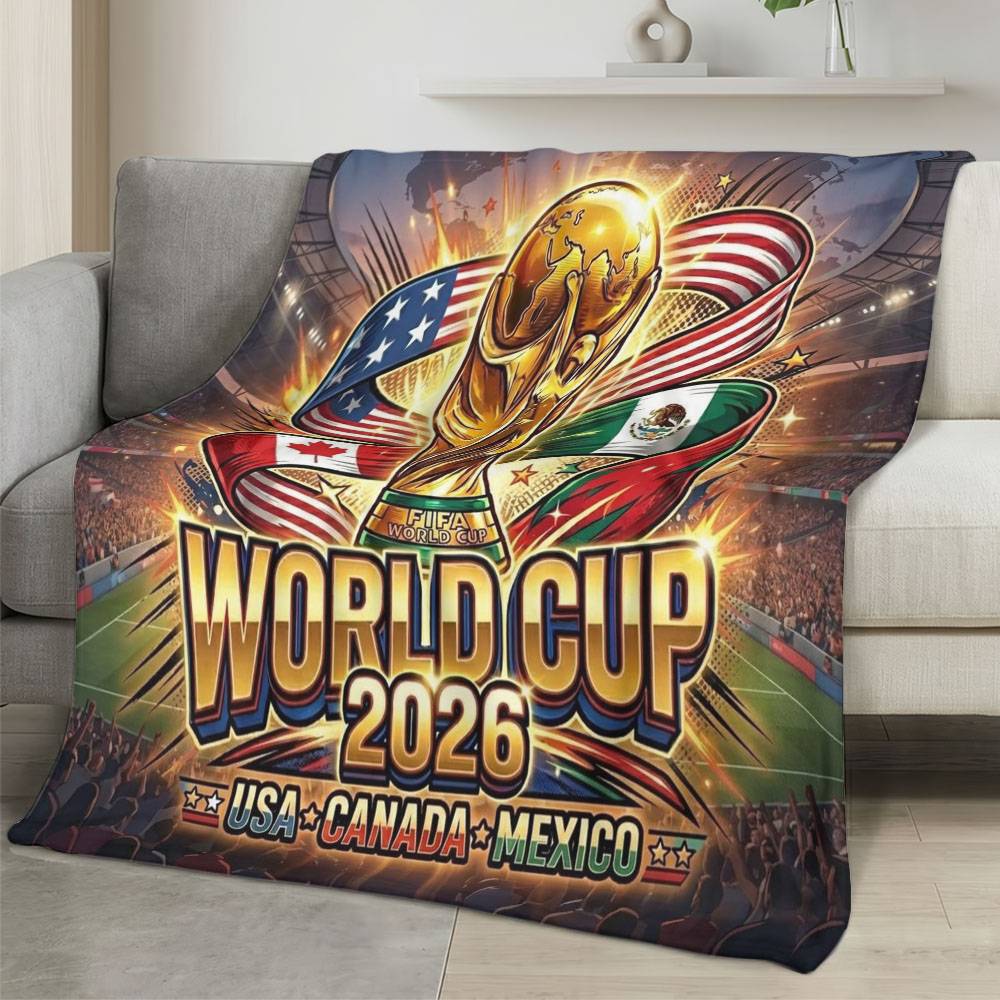Personalized 2026 World Cup Fleece Blanket Soft Plush Soccer Fan Gift WC2617