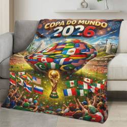 Personalized 2026 World Cup Fleece Blanket Soft Plush Soccer Fan Gift WC2626