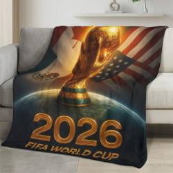 Personalized 2026 World Cup Fleece Blanket Soft Plush Soccer Fan Gift WC263