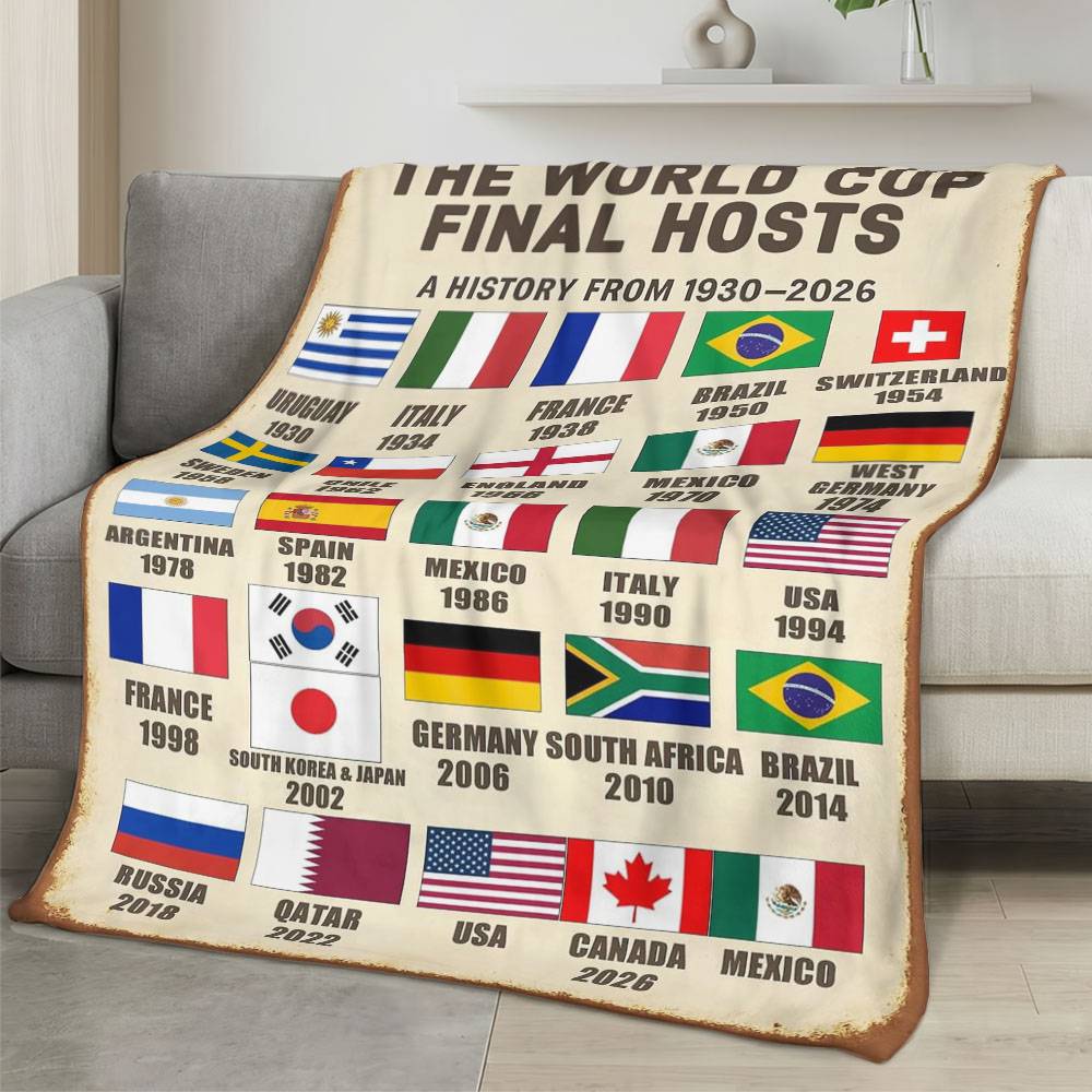 Personalized 2026 World Cup Fleece Blanket Soft Plush Soccer Fan Gift WC266