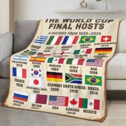 Personalized 2026 World Cup Fleece Blanket Soft Plush Soccer Fan Gift WC266