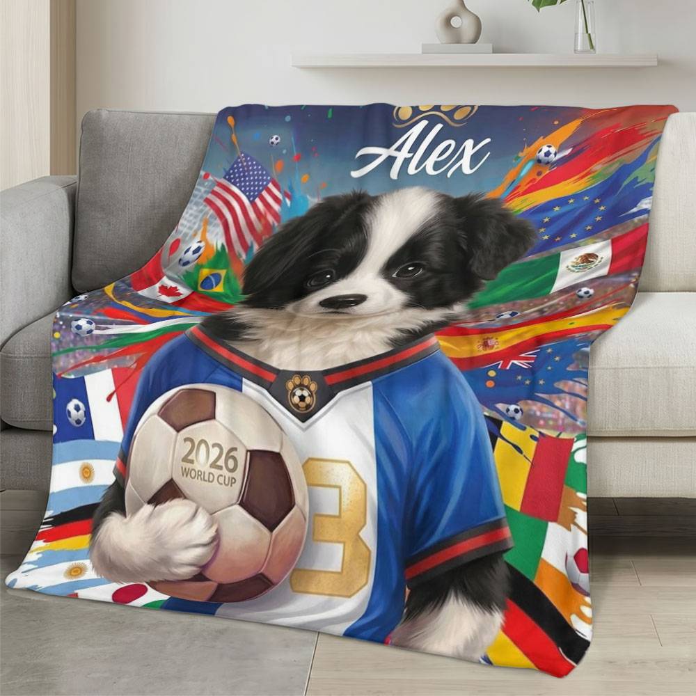 Personalized 2026 World Cup Fleece Blanket Soft Plush Soccer Fan Gift WC267