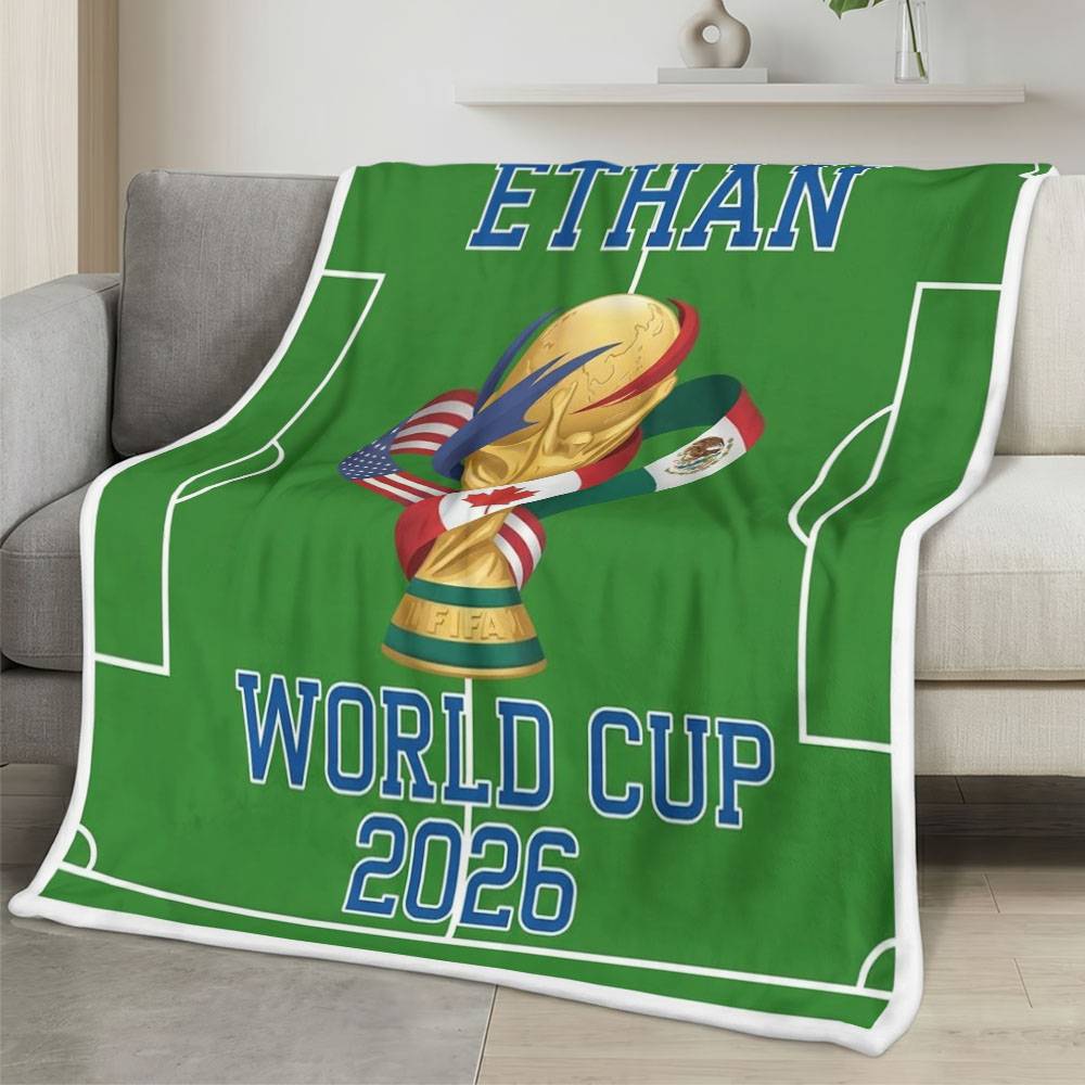 Personalized 2026 World Cup Fleece Blanket Soft Plush Soccer Fan Gift WC269