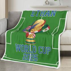 Personalized 2026 World Cup Fleece Blanket Soft Plush Soccer Fan Gift WC269