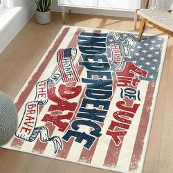 Personalized 4th of July Area Rug American Flag Eagle Patriotic Non-Slip Carpet Home Decor Gift 4O7R11