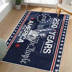 Personalized 4th of July Area Rug American Flag Eagle Patriotic Non-Slip Carpet Home Decor Gift 4O7R14