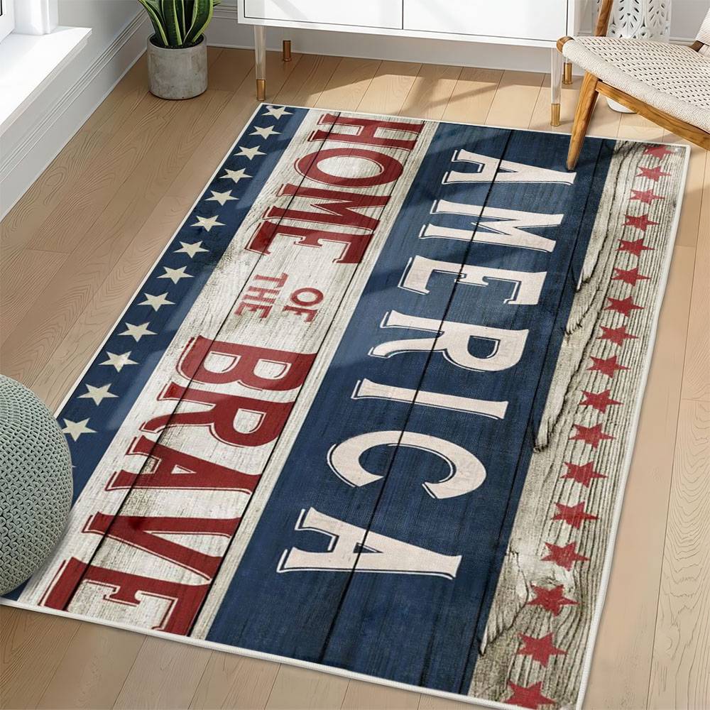 Personalized 4th of July Area Rug American Flag Eagle Patriotic Non-Slip Carpet Home Decor Gift 4O7R20