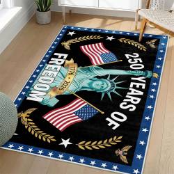 Personalized 4th of July Area Rug American Flag Eagle Patriotic Non-Slip Carpet Home Decor Gift 4O7R29
