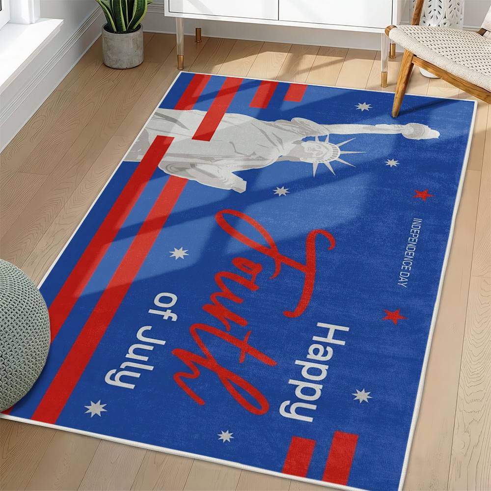 Personalized 4th of July Area Rug American Flag Eagle Patriotic Non-Slip Carpet Home Decor Gift 4O7R3