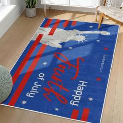 Personalized 4th of July Area Rug American Flag Eagle Patriotic Non-Slip Carpet Home Decor Gift 4O7R3