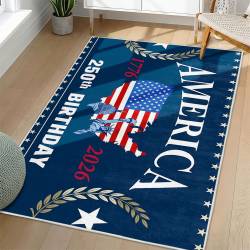 Personalized 4th of July Area Rug American Flag Eagle Patriotic Non-Slip Carpet Home Decor Gift 4O7R30