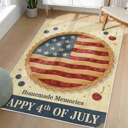 Personalized 4th of July Area Rug American Flag Eagle Patriotic Non-Slip Carpet Home Decor Gift 4O7R32