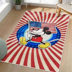 Personalized 4th of July Area Rug American Flag Eagle Patriotic Non-Slip Carpet Home Decor Gift 4O7R34