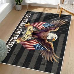 Personalized 4th of July Area Rug American Flag Eagle Patriotic Non-Slip Carpet Home Decor Gift 4O7R42