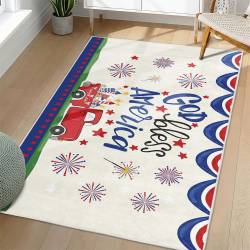 Personalized 4th of July Area Rug American Flag Eagle Patriotic Non-Slip Carpet Home Decor Gift 4O7R44