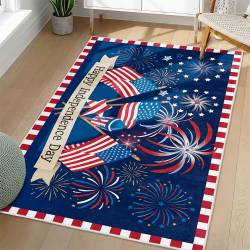 Personalized 4th of July Area Rug American Flag Eagle Patriotic Non-Slip Carpet Home Decor Gift 4O7R51