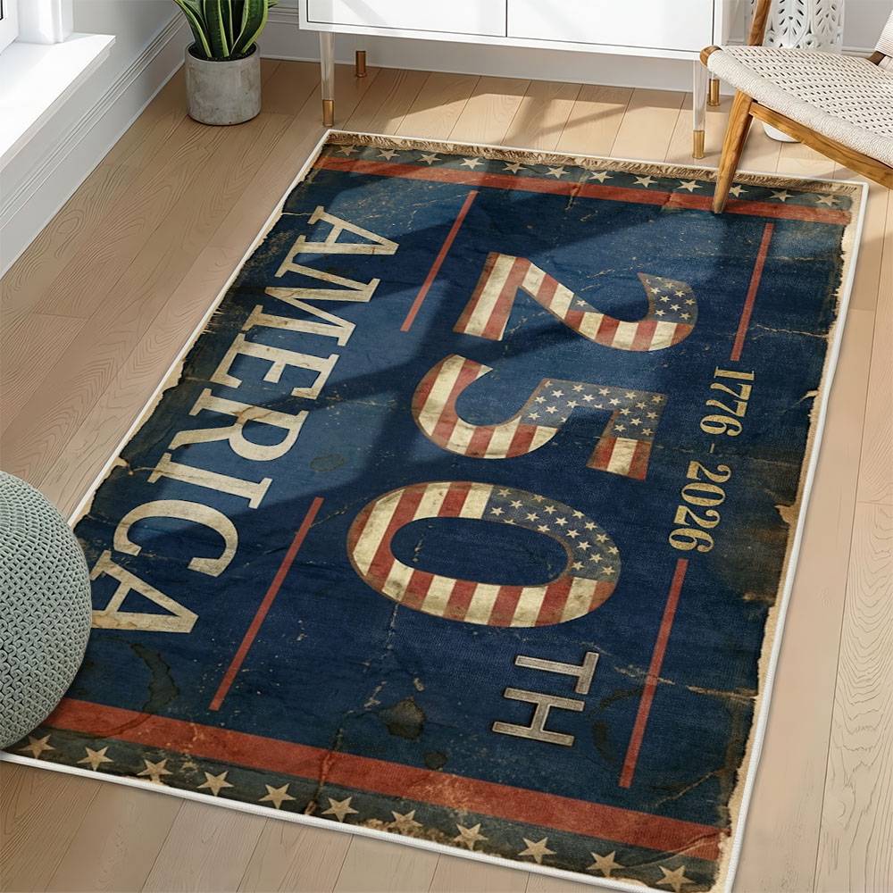 Personalized 4th of July Area Rug American Flag Eagle Patriotic Non-Slip Carpet Home Decor Gift 4O7R54