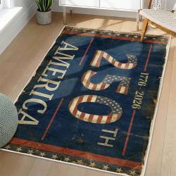 Personalized 4th of July Area Rug American Flag Eagle Patriotic Non-Slip Carpet Home Decor Gift 4O7R54