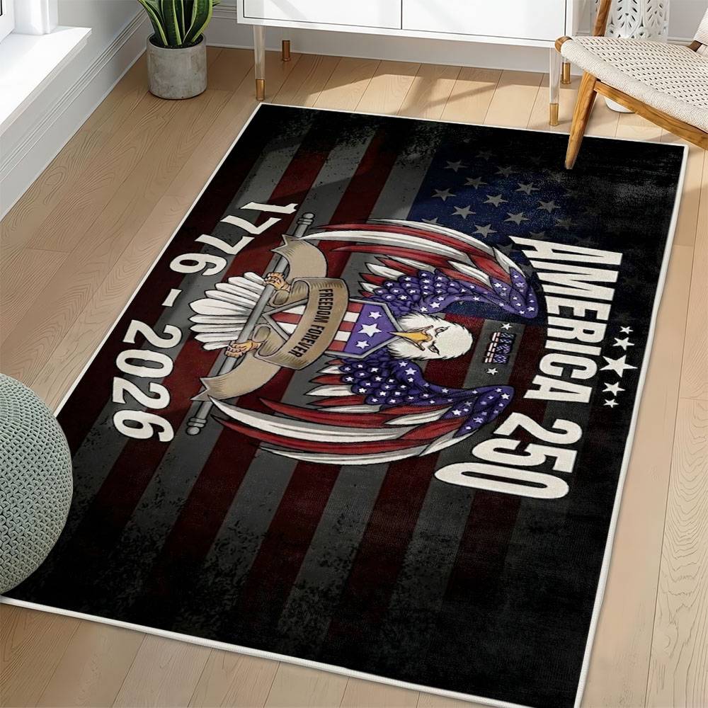 Personalized 4th of July Area Rug American Flag Eagle Patriotic Non-Slip Carpet Home Decor Gift 4O7R63