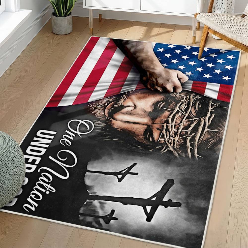 Personalized 4th of July Area Rug American Flag Eagle Patriotic Non-Slip Carpet Home Decor Gift 4O7R65