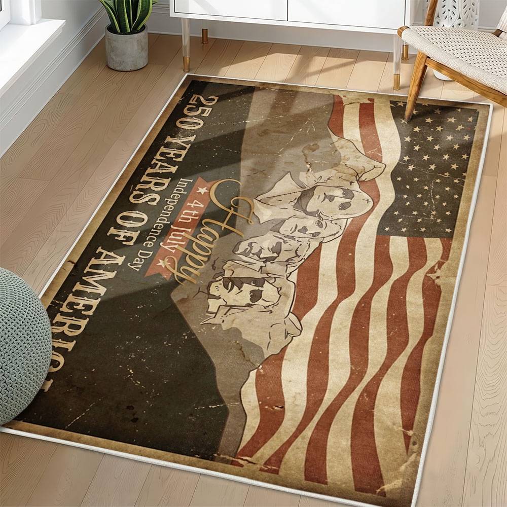 Personalized 4th of July Area Rug American Flag Eagle Patriotic Non-Slip Carpet Home Decor Gift 4O7R80