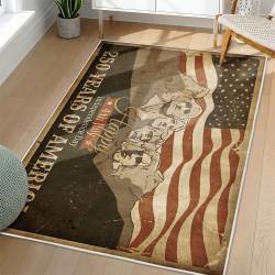 Personalized 4th of July Area Rug American Flag Eagle Patriotic Non-Slip Carpet Home Decor Gift 4O7R80