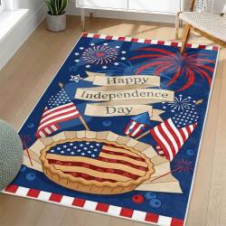 Personalized 4th of July Area Rug American Flag Eagle Patriotic Non-Slip Carpet Home Decor Gift 4O7R81