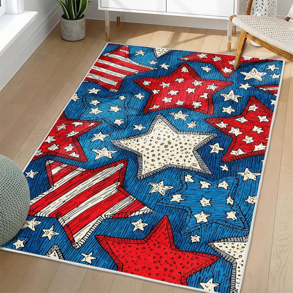 Personalized 4th of July Area Rug American Flag Eagle Patriotic Non-Slip Carpet Home Decor Gift 4O7R83