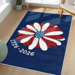 Personalized 4th of July Area Rug American Flag Eagle Patriotic Non-Slip Carpet Home Decor Gift 4O7R84
