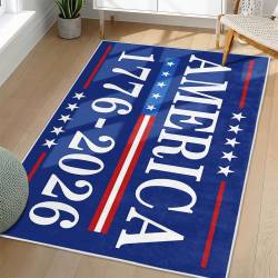Personalized 4th of July Area Rug American Flag Eagle Patriotic Non-Slip Carpet Home Decor Gift 4O7R9