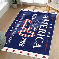 Personalized 4th of July Area Rug American Flag Eagle Patriotic Non-Slip Carpet Home Decor Gift 4O7R91