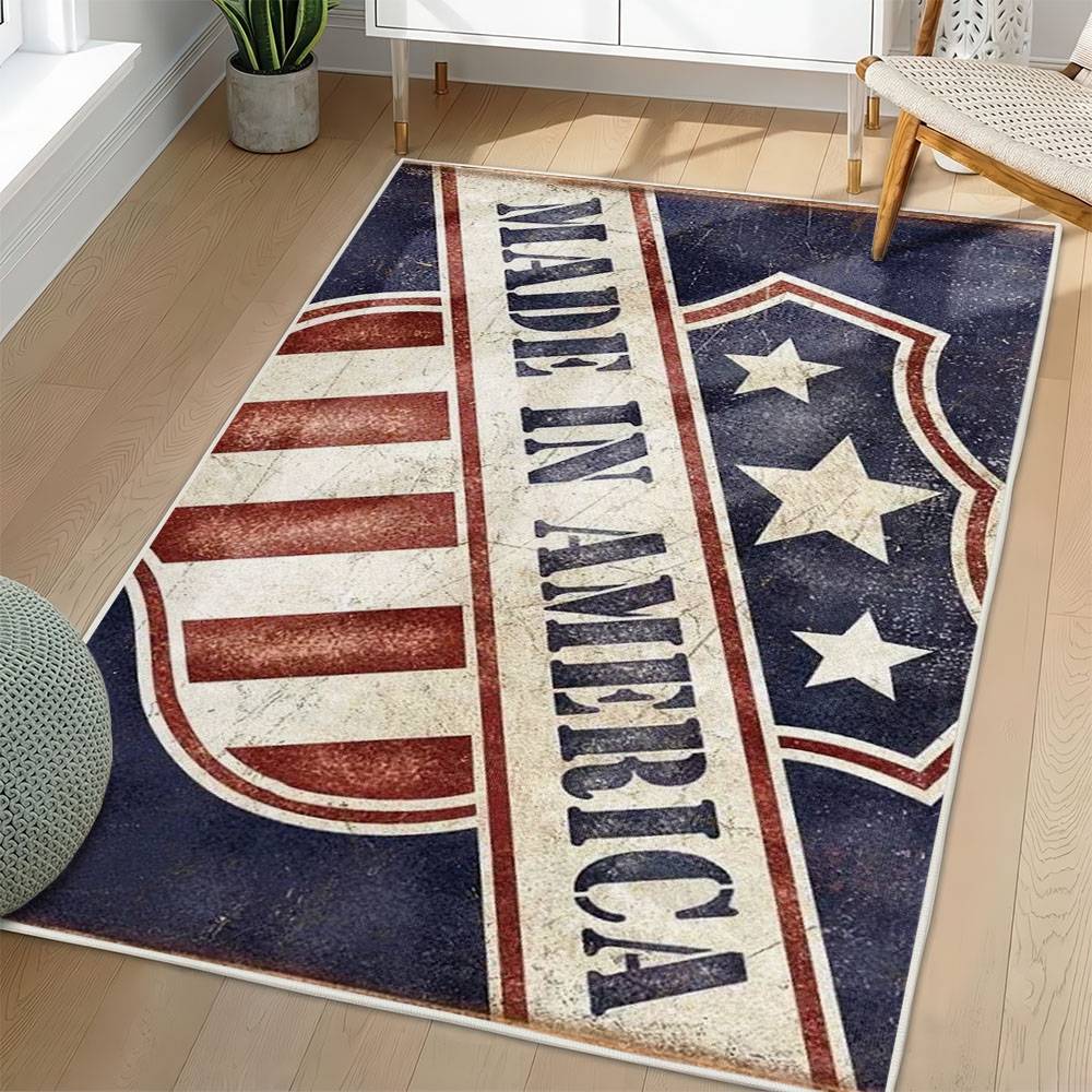 Personalized 4th of July Area Rug American Flag Eagle Patriotic Non-Slip Carpet Home Decor Gift 4O7R93